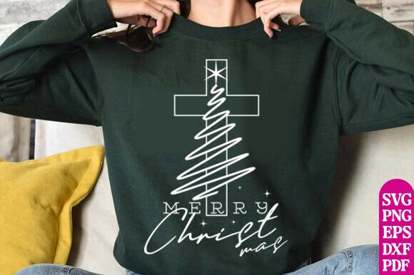 Christian Christmas Tree SVG for T-Shirt Designs