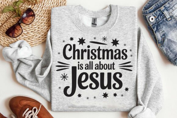Christmas Jesus SVG + Bible Verse PNG for T-Shirt Designs