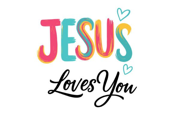 Colorful Jesus Loves You Design: T-Shirt Designs for Content Publishers
