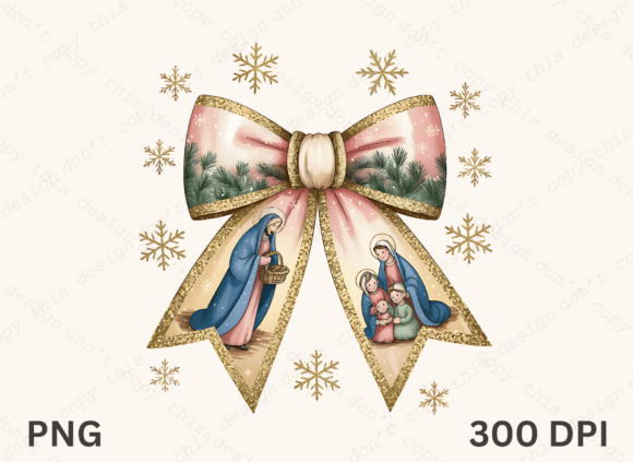Jesus Christmas Coquette Bow PNG, Winter