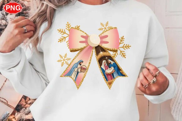 Jesus Christmas Coquette Bow PNG, Winter T-Shirt Designs