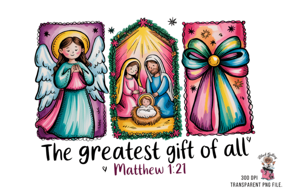 Preppy Christian Nativity Scene PNG for T-Shirt Designs